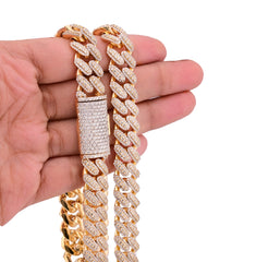 12MM 10k Yellow Gold 25CTW Natural Diamond 180gms Cuban Mens Chain 24In Necklace