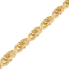 7MM 10k Yellow Gold 16gm 2.6CTW Natural Diamond Infinity Heart Bracelet 7.5 Inch