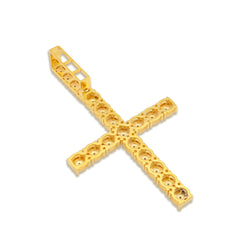 925 Sterling Silver 7.8gms 0.6 CTW Real Diamond Solitaire Yellow Cross Pendant Illusion Charm