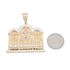 1/10th 10k Gold Bonded 925 Diamond Cut Last Supper 2 Tone Pendant 8.2g Men Charm