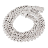 12MM 925 Silver 14.83CTW Natural Diamond Snake Cuban Chain 18In 96.7gms Necklace