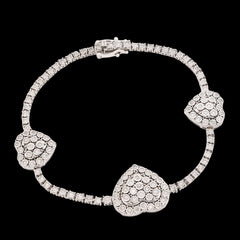 2.5MM 925 Silver 11.8gms 1.15CTW Natural Diamond Heart Tennis Bracelet 7 Inches