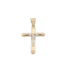 1/10th 10k Gold Bonded 925 Two Tone Tube Crucifix Cross Pendant 1.7g Mens Charm