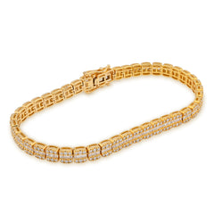 5MM 10k Yellow Gold 16.8gms 3.71CTW Pure Round/Baguette Diamond Tennis Bracelet