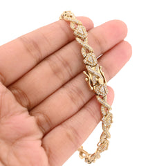 7MM 10k Yellow Gold 16gm 2.6CTW Natural Diamond Infinity Heart Bracelet 7.5 Inch