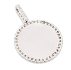 925 Silver 15.1g 0.6CTW Real Diamond Round Engraved Memory Pendant Picture Charm