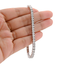 4MM 10k White Gold 15.8g 1.26CTW Natural Diamond Illusion Tennis Bracelet 8 Inch