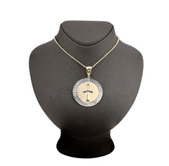 1/10th 10k Gold Bonded 925 Two Tone Ankh Cross Medallion Pendant 6.4gms Charm