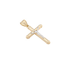 1/10th 10k Gold Bonded 925 Two Tone Tube Crucifix Cross Pendant 1.7g Mens Charm