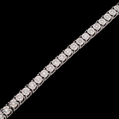 3.5MM 10k White Gold 11gm 1CTW Natural Diamond Illusion Tennis Bracelet 7 Inches