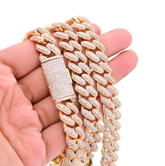 12MM 10k Yellow Gold 25CTW Natural Diamond 180gms Cuban Mens Chain 24In Necklace