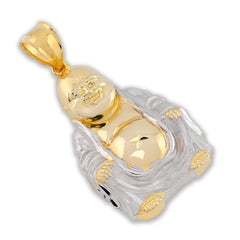 Real 10k Yellow & White Gold 5.5 gms Happy Laughing Buddha Pendant Charm For Men