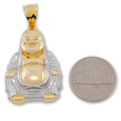 Real 10k Yellow & White Gold 5.5 gms Happy Laughing Buddha Pendant Charm For Men