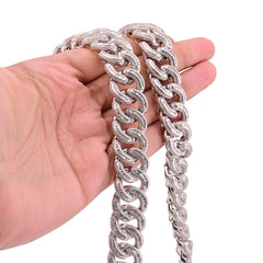 17MM 10k White Gold 23In 26.5CTW Pure Round/Baguette Diamond 223.9gm Cuban Chain