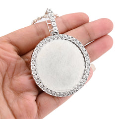 925 Silver 15.1g 0.6CTW Real Diamond Round Engraved Memory Pendant Picture Charm