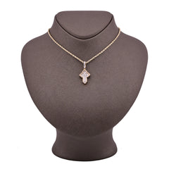 10k Yellow Gold 3.6gm 0.53CTW Natural Round/Baguette Diamond Cross Pendant Charm