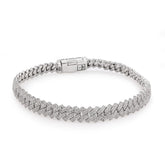 6.5MM 925 Natural Diamond 3CTW Snake Cuban Mens 7.5" Bracelet 19.8gm