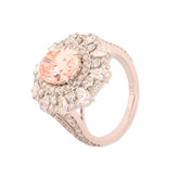 14k White Gold 6.3CTW Lab Diamond Pink Solitaire W/ Tear Small Stones 5g Ring