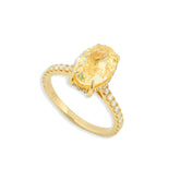 14k White Gold 3.03CT Lab Diamond Yellow Oval Solitaire w/ Hidden Halo 3.7g Ring