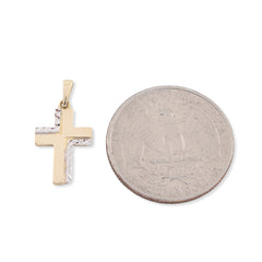 10k Yellow & White Gold Cross Pendant Religious 0.7gms Charm For Unisex Adults