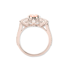 14k White Gold 6.3CTW Lab Diamond Pink Solitaire W/ Tear Small Stones 5g Ring