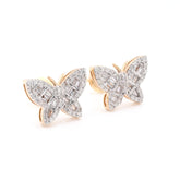 10k Yellow Gold 0.5CTW Baguette/Round Natural Diamond Butterfly 2.2gms Stud