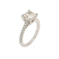 14k White Gold 1.79CTW Lab Grown Princess Cut Solitaire Diamond Womens S7 Ring