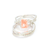 14k White Gold 3.21CTW Lab Diamond Peach Solitaire w/ Infinity Band 6.8g Ring