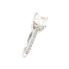 14k White Gold 1.79CTW Lab Grown Princess Cut Solitaire Diamond Womens S7 Ring