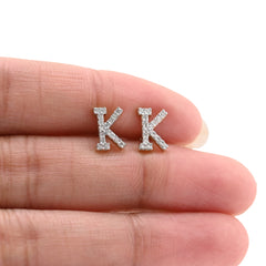 10k Yellow Gold Initial "K" 0.28CTW Natural Diamond Studs Alphabet 1.12g Earring