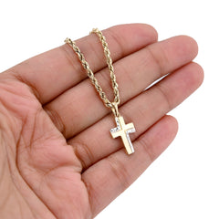 10k Yellow & White Gold Cross Pendant Religious 0.7gms Charm For Unisex Adults
