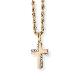 10k Yellow & White Gold Cross Pendant Religious 0.7gms Charm For Unisex Adults