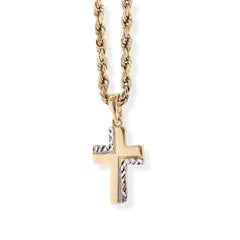 10k Yellow & White Gold Cross Pendant Religious 0.7gms Charm For Unisex Adults
