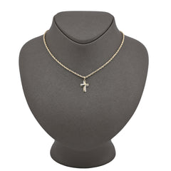 10k Yellow & White Gold Cross Pendant Religious 0.7gms Charm For Unisex Adults