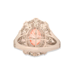 14k White Gold 6.3CTW Lab Diamond Pink Solitaire W/ Tear Small Stones 5g Ring