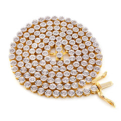 3MM 10k Yellow Gold 1.99CTW Natural Diamond Tennis Chain 18.6g 18 Inch Necklace