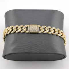 10k Yellow Gold 4.85 CTW Natural Round Diamond Cuban Bracelet 25.1g Armlet - 8"