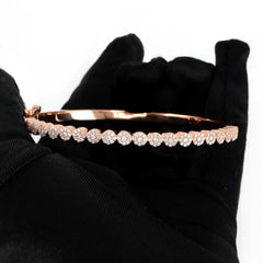 Ladies 10k Rose Gold 1.23 CTW Natural Diamond Solid Bracelet 22.1g Armlet - 7.5"