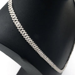 8.3MM Silver 11.23 CTW Diamond Snake Cuban Necklace 54g Chain For Men - 19.5"
