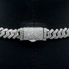 8.3MM Silver 11.23 CTW Diamond Snake Cuban Necklace 54g Chain For Men - 19.5"