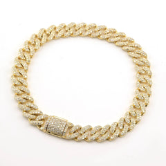 10k Yellow Gold 4.85 CTW Natural Round Diamond Cuban Bracelet 25.1g Armlet - 8"