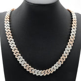 11.2MM 10k White & Rose Gold 18CTW Diamond Snake Cuban Chain 115g Necklace - 20