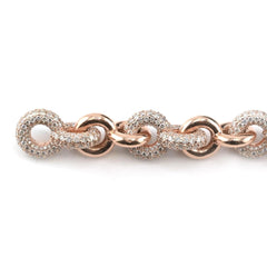 Pure 10k Rose Gold 15.3 CTW Natural Diamond Chain Links Bracelet 52g Armlet - 8"
