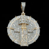 10k Yellow Gold 8.25 CTW Diamond Jesus Cross Medallion Pendant 27.81g Charm