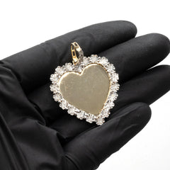 925 Silver with 0.1CTW Diamond Illusion Setting Heart Memory Pendant 7.2g Charm