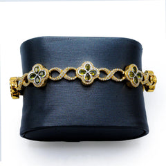 12.7MM 10k Yellow Gold Clove Infinity Link Bracelet 2.60 CTW Diamond 8" Armlet