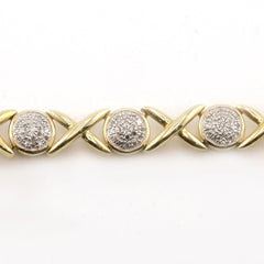10k Yellow Gold 0.55CTW Round Diamond XOX Shape Bracelet 9.57g Armlet - 7 Inches