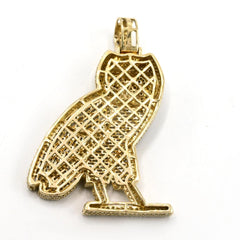 10k Yellow Gold 6.5CTW Ruby Eye Owl Pendant 4 Row Diamond Bail Pendant 23g Charm