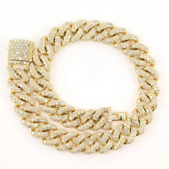 10k Yellow Gold 4.85 CTW Natural Round Diamond Cuban Bracelet 25.1g Armlet - 8"