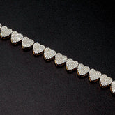 7.5MM 10k Yellow Gold 4.12 CTW Diamond Heart Tennis Bracelet 15.03g Armlet - 7"